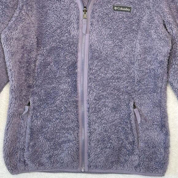 Columbia Purple Sherpa Fleece Fuzzy Zip-Up Jacket Size Medium - Picture 6 of 16